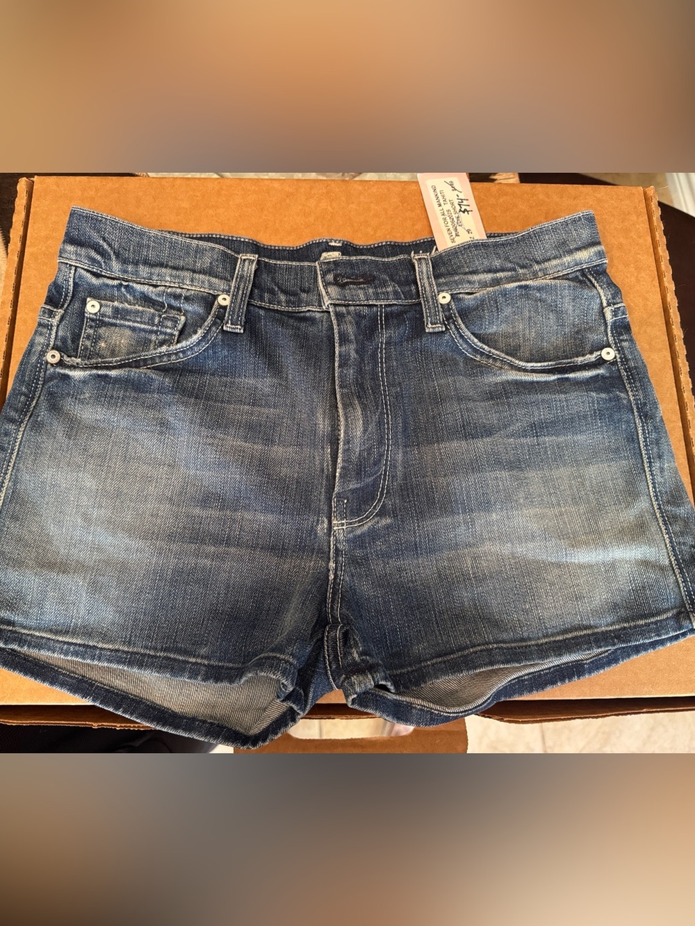 7 For All Mankind High Waisted Denim Shorts- waist Size 29